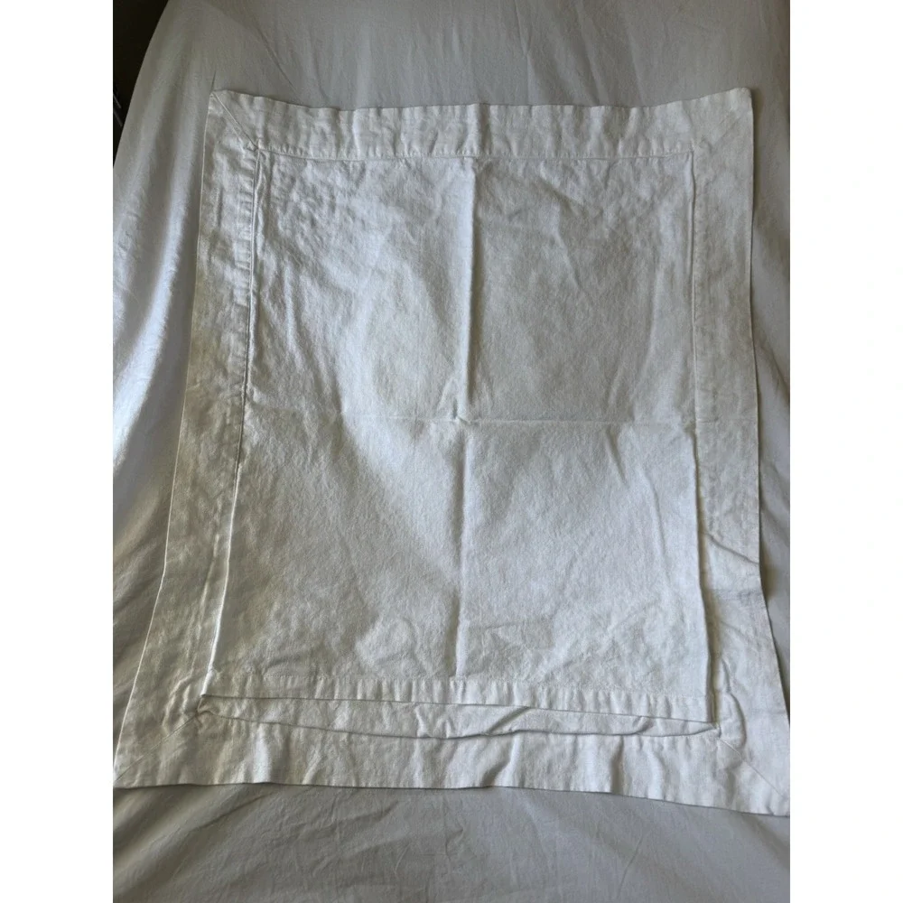 Pottery Barn 55% Linen White Ivory Pillowcase 24 X 28 Floral Pretty Embroidered
